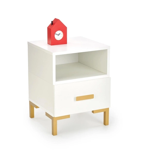 Nowoczesna biała szafka nocna Tisaia Intesi z szufladą do sypialni i pokoju młodzieżowego