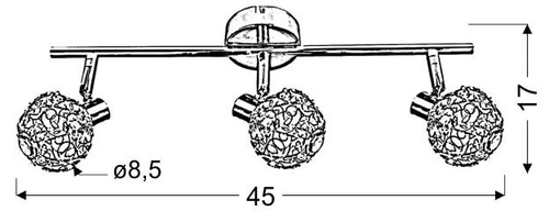 Lampa sufitowa Collar nowoczesna chromowana 3-punktowa regulowana do salonu i sypialni