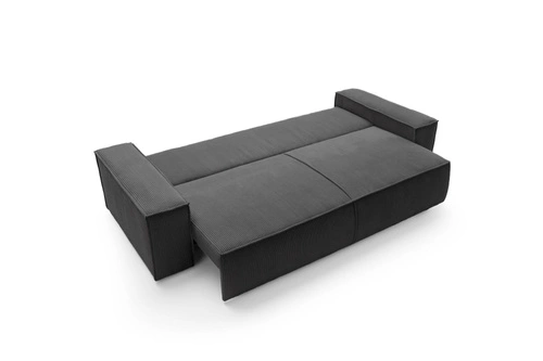 Sofa rozkładana Molde sztruks ciemnoszary z pojemnikiem na pościel do salonu 3 osobowa