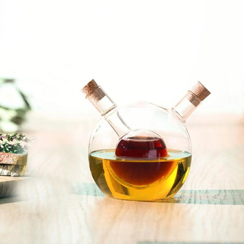 Butelka szklana 2w1 na oliwę i ocet 480 ml okrągła nowoczesna 5five simply smart