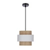 Lampa wisząca Rattan czarny 1x40W E27  abażur biały+kremowy