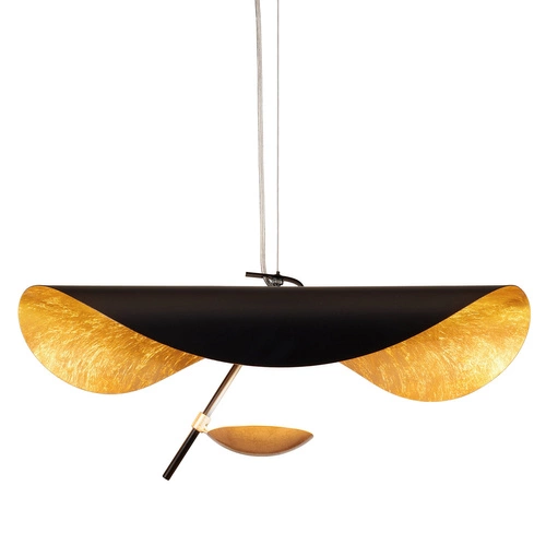 Lampa wisząca ENIGMA LED czarno złota 60 cm nowoczesna do salonu i nad stół