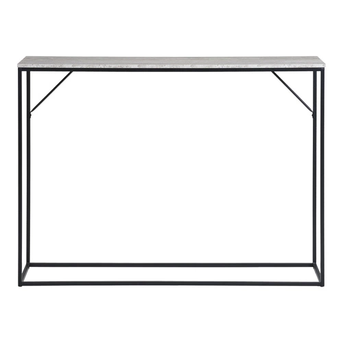 Konsola Vita loftowa wąska trawertynowa czarna metalowa do przedpokoju Intesi 110x26 cm
