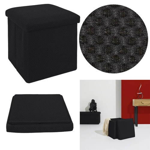 Pufa ze schowkiem Vels Atom czarna kwadratowa składana do przedpokoju i pokoju młodzieżowego Intesi