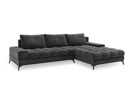 Narożnik z funkcją spania Deneb Dark Grey Velvet prawostronny