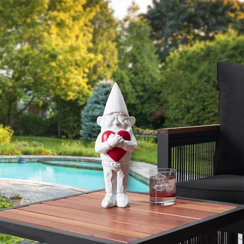 Figurka dekoracyjna Gnom Love Intesi nowoczesna do salonu i ogrodu na prezent 33 cm