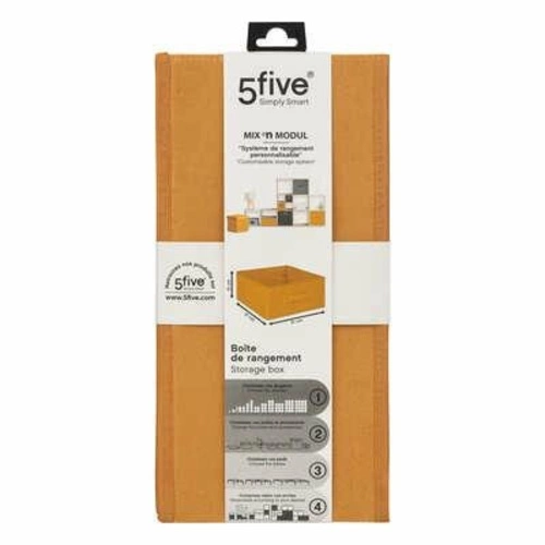 Pudełko materiałowe Velvet żółte 31x15 cm do regału składane z uchwytem 5five