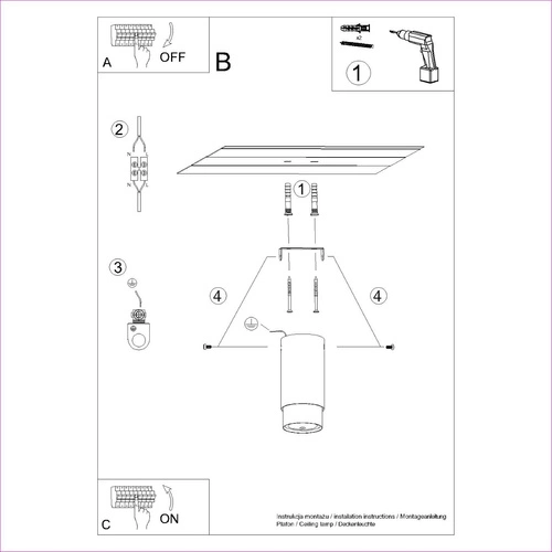 Plafon sufitowy NERO 12,5 czarny złoty nowoczesny do salonu i sypialni SOLLUX