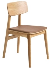 Krzesło drewniane Voli do jadalni tapicerowane ekoskóra brąz nowoczesne dąb