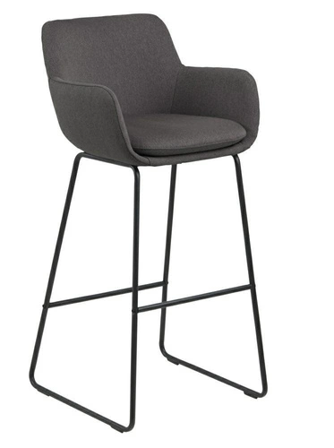 Hoker tapicerowany z oparciem Lisa Actona szary glamour do kuchni i jadalni 76 cm