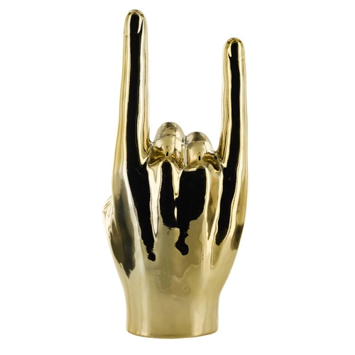 Figurka dekoracyjna Dłoń Rock and Roll Intesi złota ceramiczna do salonu lub na prezent