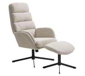 Fotel wypoczynkowy Sifton z podnóżkiem biały nowoczesny do salonu