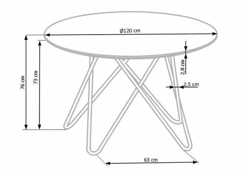 Stół okrągły do jadalni Cristallo 120 cm nowoczesny popielaty marmur glamour złote nogi