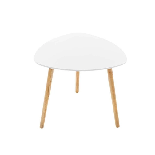 Zestaw 3 stolików kawowych Mileo S biały owalny skandynawski drewniany do salonu Atmosphera