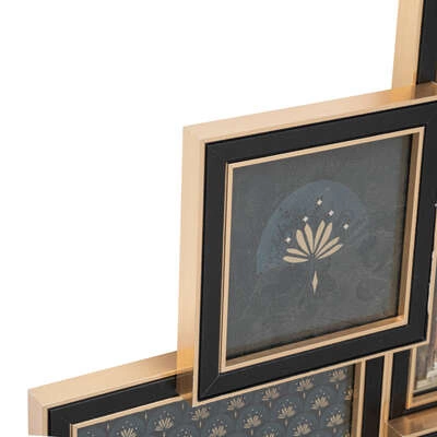 Multiramka na zdjęcia Flavie Atmosphera czarna złota wisząca nowoczesna ramka na 11 zdjęć