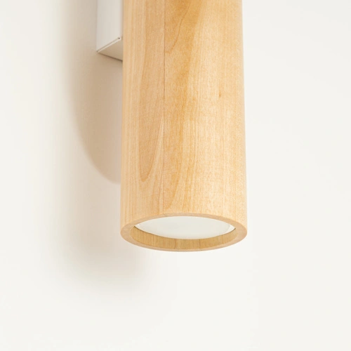 Nowoczesny kinkiet ścienny LINO biały z naturalnego drewna do salonu i sypialni