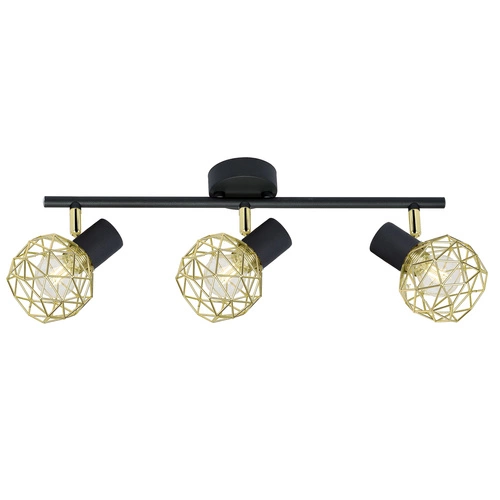 Lampa sufitowa nowoczesna Acrobat czarna złota regulowana 3-punktowa do salonu i jadalni