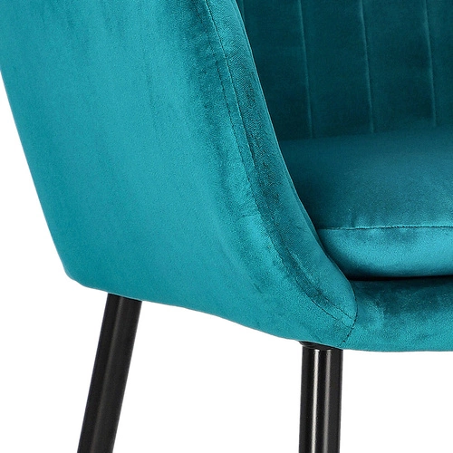 Krzesło do jadalni tapicerowane welur Emilia Actona butelkowa zieleń z podłokietnikami glamour