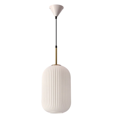 Lampa wisząca CRESTO biały+złoty 1x40W  E27 klosz biały