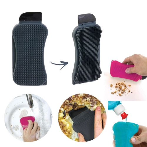 Skrobak z gąbką silikonowy szary