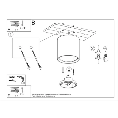 Plafon sufitowy biały ceramiczny Kalu nowoczesny do salonu, kuchni i sypialni Sollux
