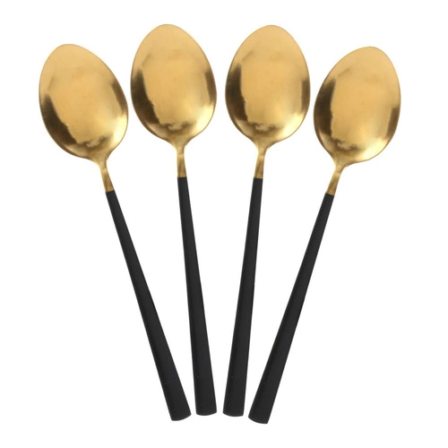 Zestaw sztućców Cerise złote i czarne ze stali nierdzewnej 16 elementów Intesi glamour