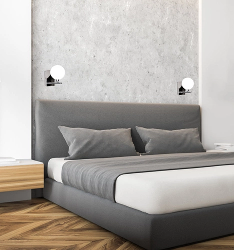 Kinkiet ścienny Raisa szklany biały chrom nowoczesny do salonu i sypialni CANDELLUX