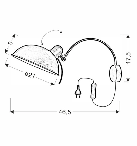 Kinkiet ścienny Nora czarny metalowy z wysięgnikiem i wyłącznikiem do sypialni i salonu