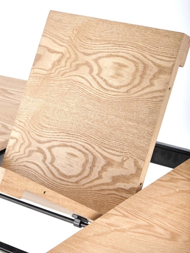 Stół rozkładany do jadalni Dovel 160-200 cm dąb naturalny czarne nogi nowoczesny Intesi