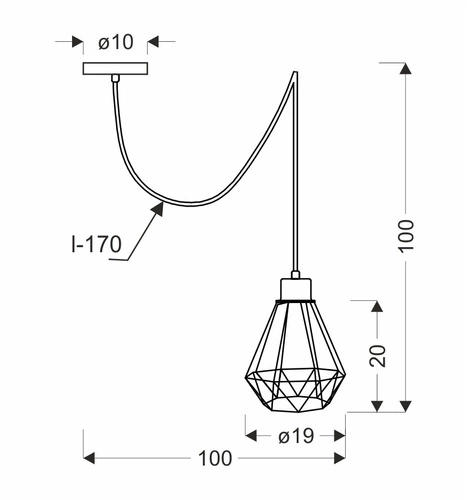 Lampa wisząca Primo p czarny+złoty 1x60W  E27 klosz czarny