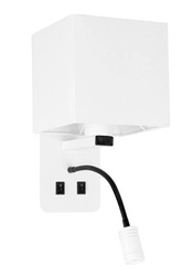 Kinkiet Magnum 2 lampa prostokątny 1x40W E27+3W LED abażur kwadrat biały