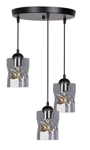 Lampa wisząca Felis talerz czarny 3x60W  E27 klosz dymiony