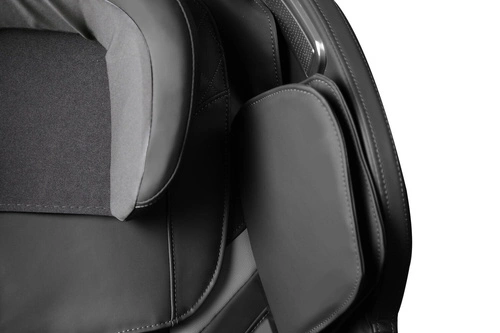 Fotel wypoczynkowy Taya czarny z funkcją masażu, podgrzewaniem i podnóżkiem do salonu ekoskóra