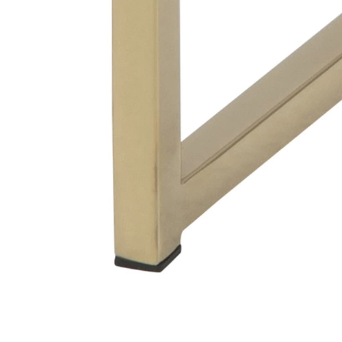 Stolik kawowy Alisma okrągły szklany biały ze złotą metalową podstawą glamour do salonu 80 cm