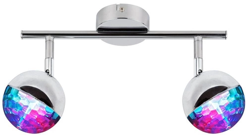 Lampa sufitowa Party listwa 2x3W LED rgb  główka okrągła 1e z przegubem kd system chrom
