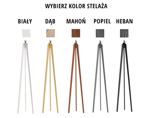 Lampa podłogowa trójnóg MIAMI Lysne beżowa z abażurem drewniana do salonu lub sypialni