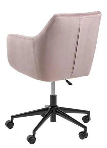 Fotel biurowy ergonomiczny Nora VIC różowy welurowy obrotowy na kółkach z podłokietnikami do biurka