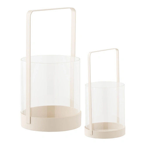 House Nordic Hurricane świeczniki szklane beżowe zestaw 2 szt dekoracyjne do salonu
