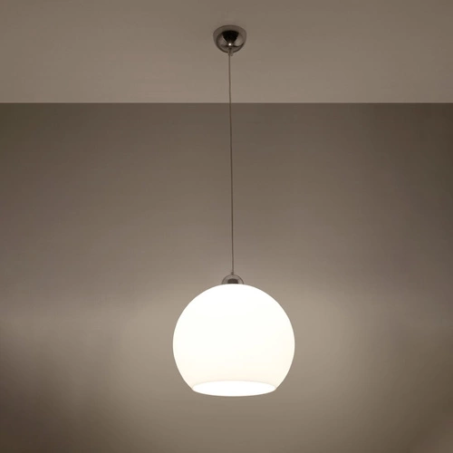Lampa wisząca kula BALL biała szklana nowoczesna do salonu, kuchni lub nad wyspę