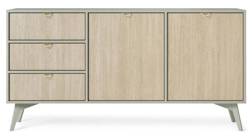 Komoda Sage 158 cm z szufladami i szafkami w jodełkę glamour do salonu i sypialni