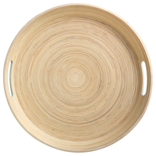 Taca Modern 42cm okrągła bambusowa biała do serwowania śniadań i przekąsek
