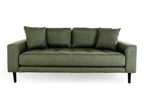 Sofa trzyosobowa Lido Intesi zielona skandynawska do salonu na czarnych drewnianych nogach
