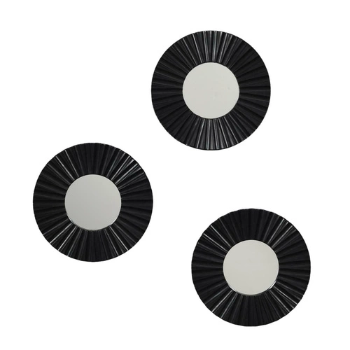 Zestaw 3 luster okrągłych Origami czarne dekoracyjne lustro na ścianę do salonu