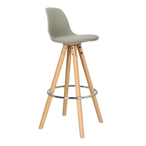 Hoker Nord szary z oparciem do kuchni i jadalni nowoczesny drewniany z ekoskóry Intesi