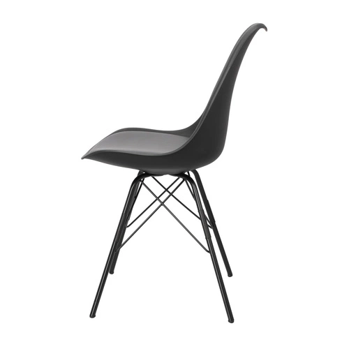 Krzesło do jadalni Eris PP Actona czarne nowoczesne z tworzywa i ekoskóry łatwe czyszczenie