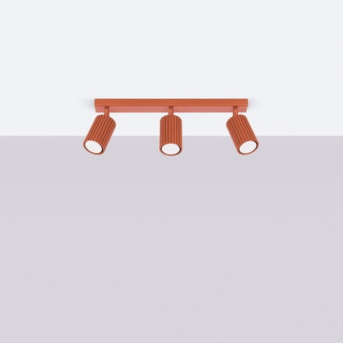 Plafon sufitowy Karbon 3L czerwony minimalistyczny aluminiowy do salonu z ruchomym kloszem