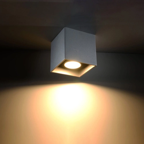 Plafon kwadratowy szary QUAD Sollux nowoczesny metalowy do salonu, sypialni i kuchni