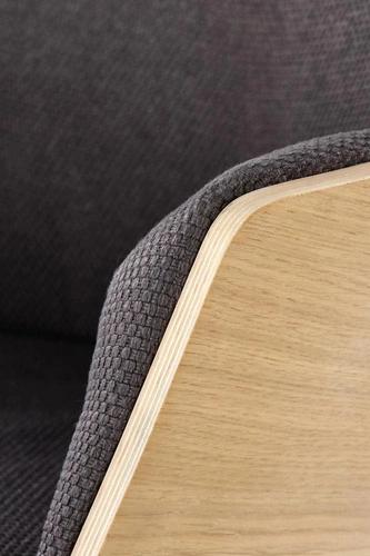 Fotel do salonu Calderon tapicerowany na płozach szary dąb nowoczesny industrialny Intesi