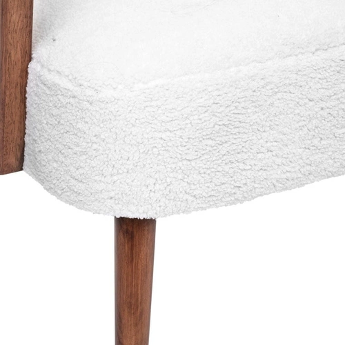 Fotel Chiara biały boucle skandynawski do salonu z podłokietnikami Atmosphera