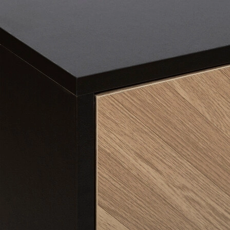Komoda Chevrons nowoczesna loftowa z szufladami efekt drewna 80 cm do salonu Atmosphera